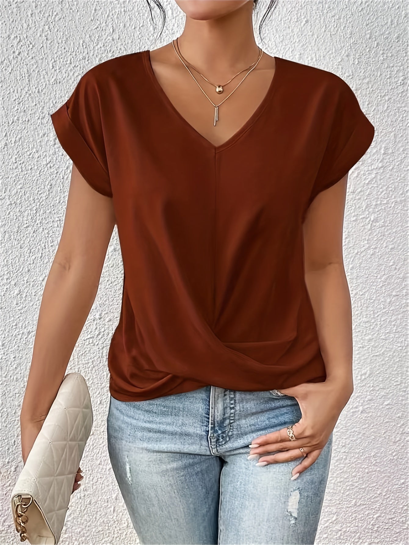 Cleo | Casual T-Shirt Sweetheart Neckline - White