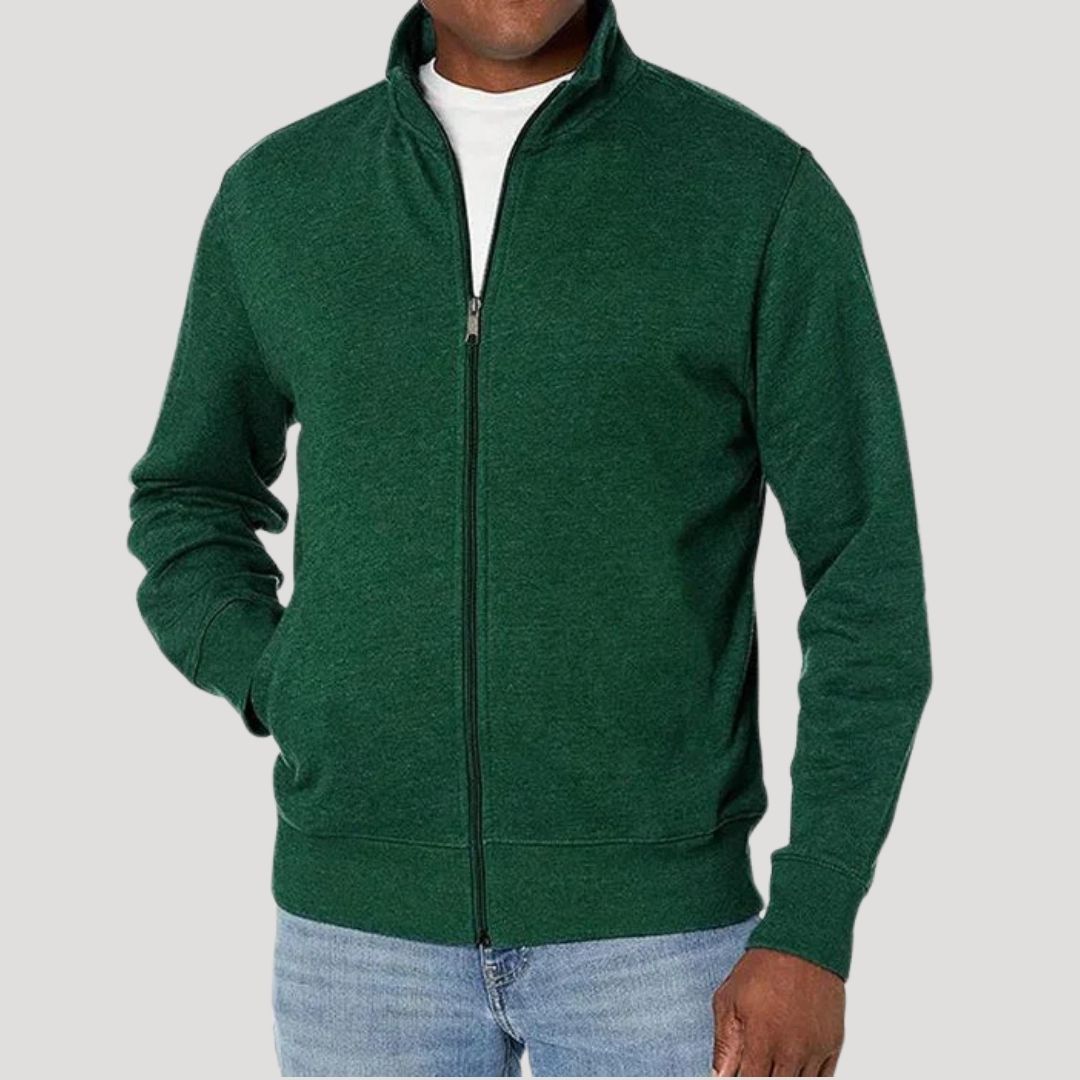 Brian | Casual Spring Zip Jacket - Green Cotton