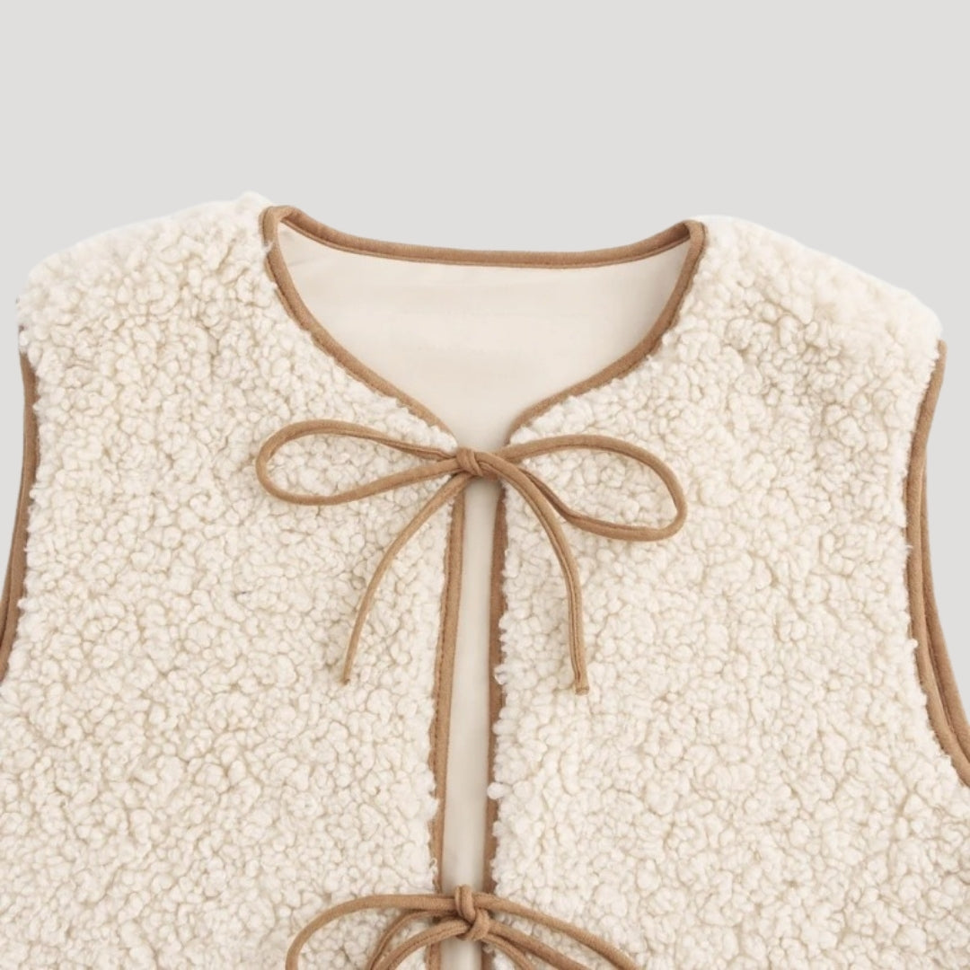 Alyssa | Women's Cozy Tie-Front Vest - Spring Green