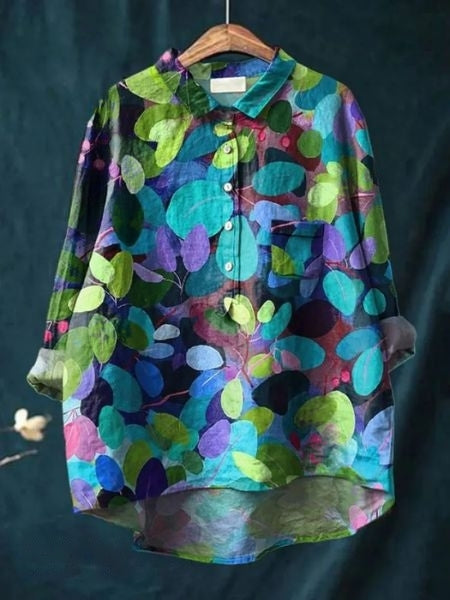 Bella | Floral Button Front Pocket Blouse - Multicolor