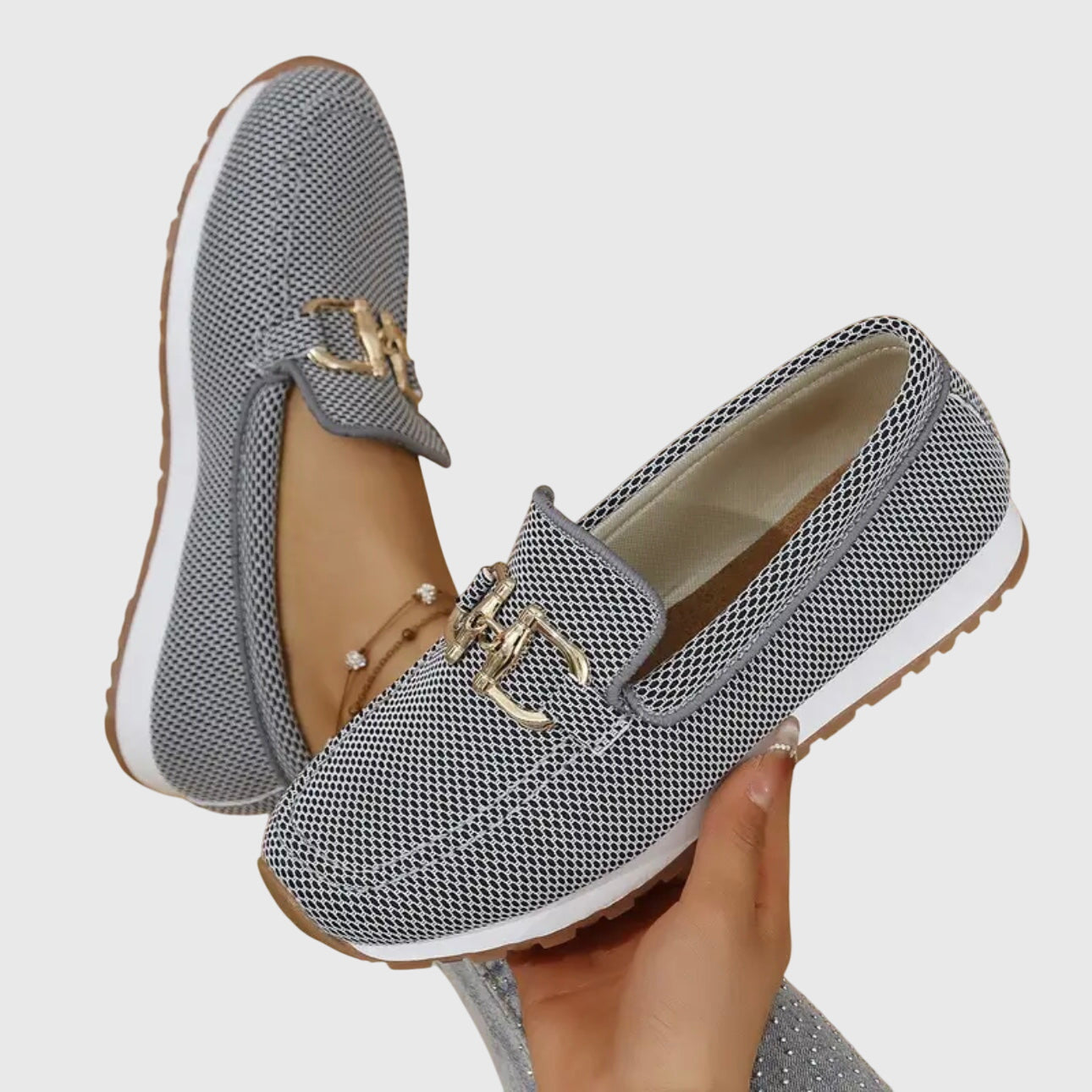 Anna | Slip On Loafers - Orthopedic Metal Accent Black