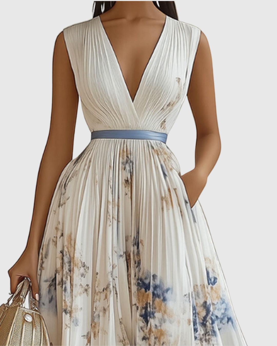 Rowella | Pleated Maxi Dress - Black Silk