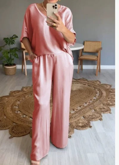 Donna | Women’s Chiffon Two-Piece Wide-Leg Set