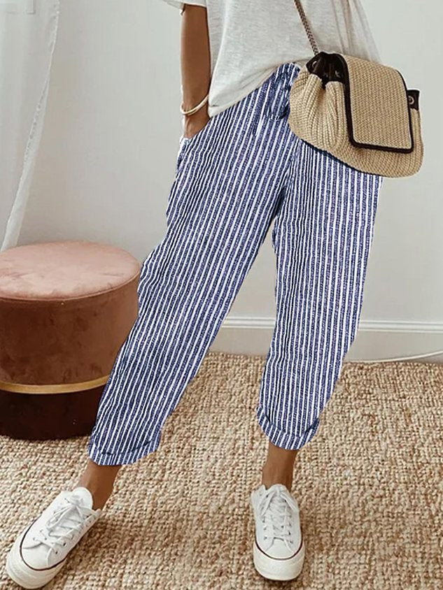 Helga | Casual Linen Trousers - Beige