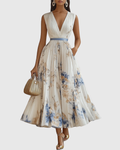 Faith | Floral Midi Dress Sleeveless Pleated - Multi