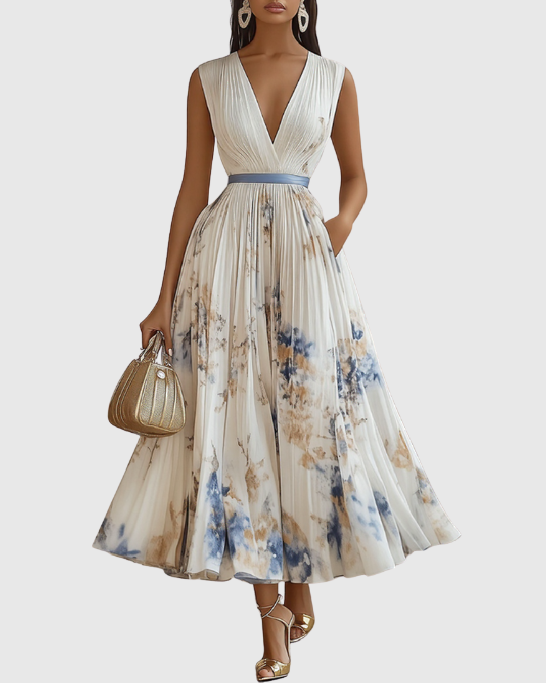 Rowella | Pleated Maxi Dress - Black Silk
