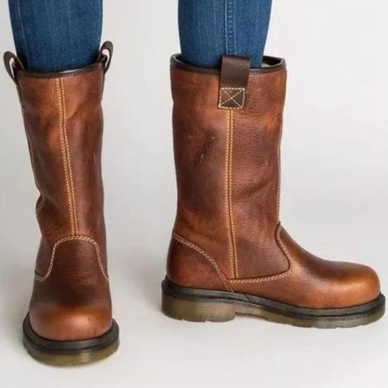 Lined Leather Winter Boots - Black