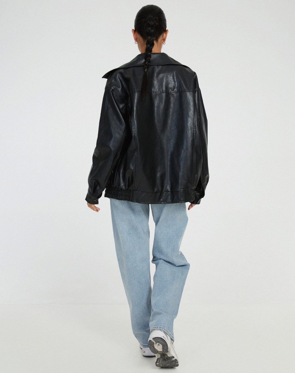 Sophia | Oversized Jacket - Black Faux Leather