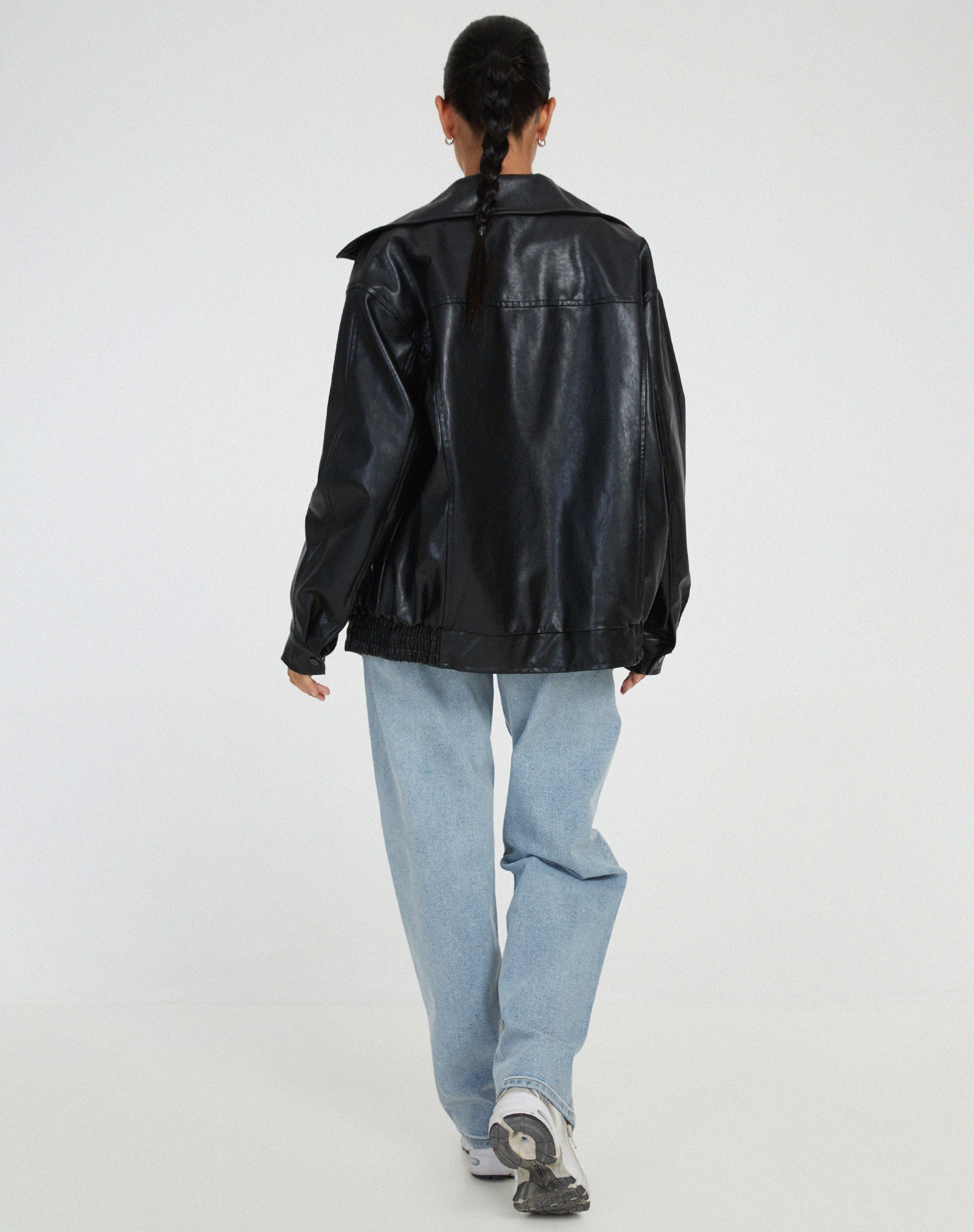 Sophia | Oversized Jacket - Black Faux Leather