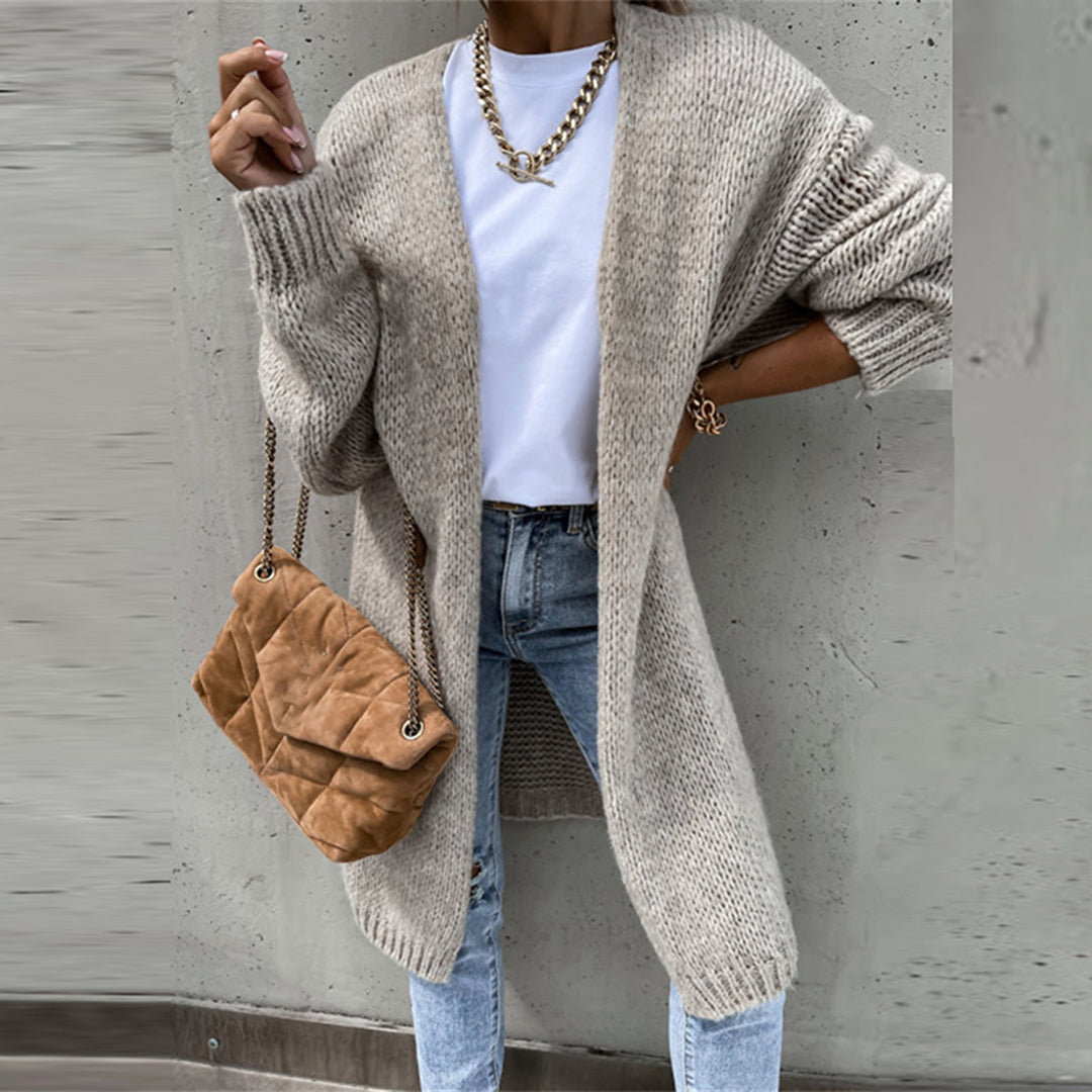 Lauren | Open Front Cardigan - Relaxed Fit Knit in Soft Grey