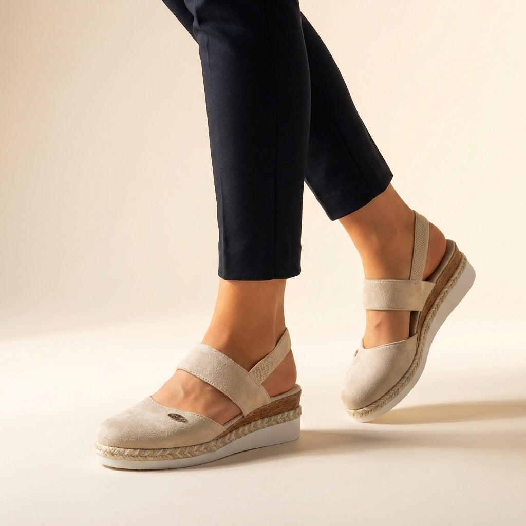Emily | Comfort Fit Orthopedic Espadrille Platform Sandals - Beige