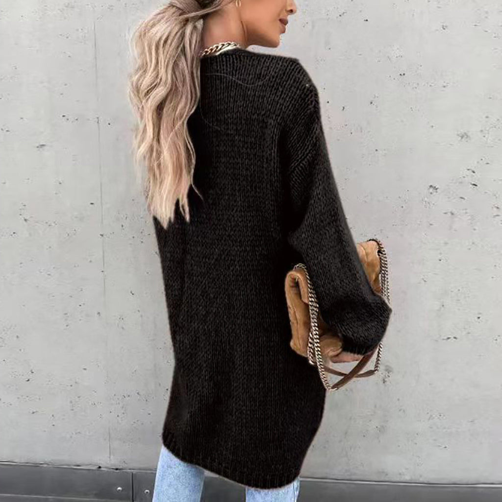 Lauren | Open Front Cardigan - Relaxed Fit Knit in Soft Grey