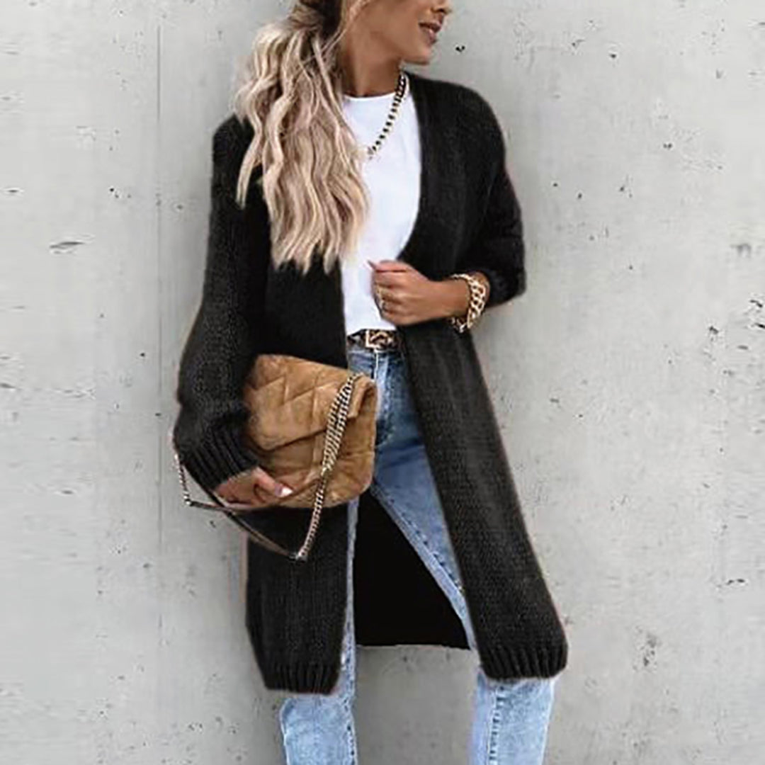 Lauren | Open Front Cardigan - Relaxed Fit Knit in Soft Grey