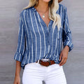 Zoey | Women's Striped Long Sleeve Button Top - Multicolor