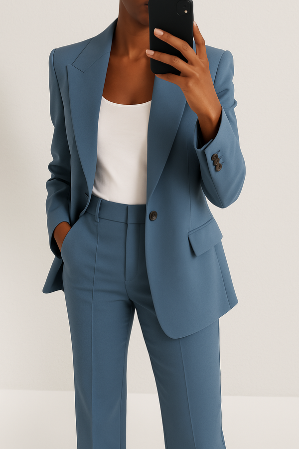 Brenda | Women's Suit Set - Tailored Fit - Navy Blue Wool Blend