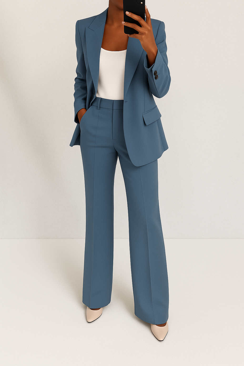 Brenda | Women's Suit Set - Tailored Fit - Navy Blue Wool Blend