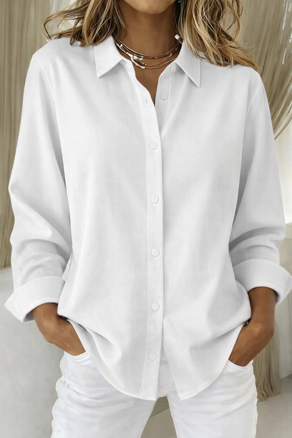 Eliana | Women's Minimalist Statement Blouse - White