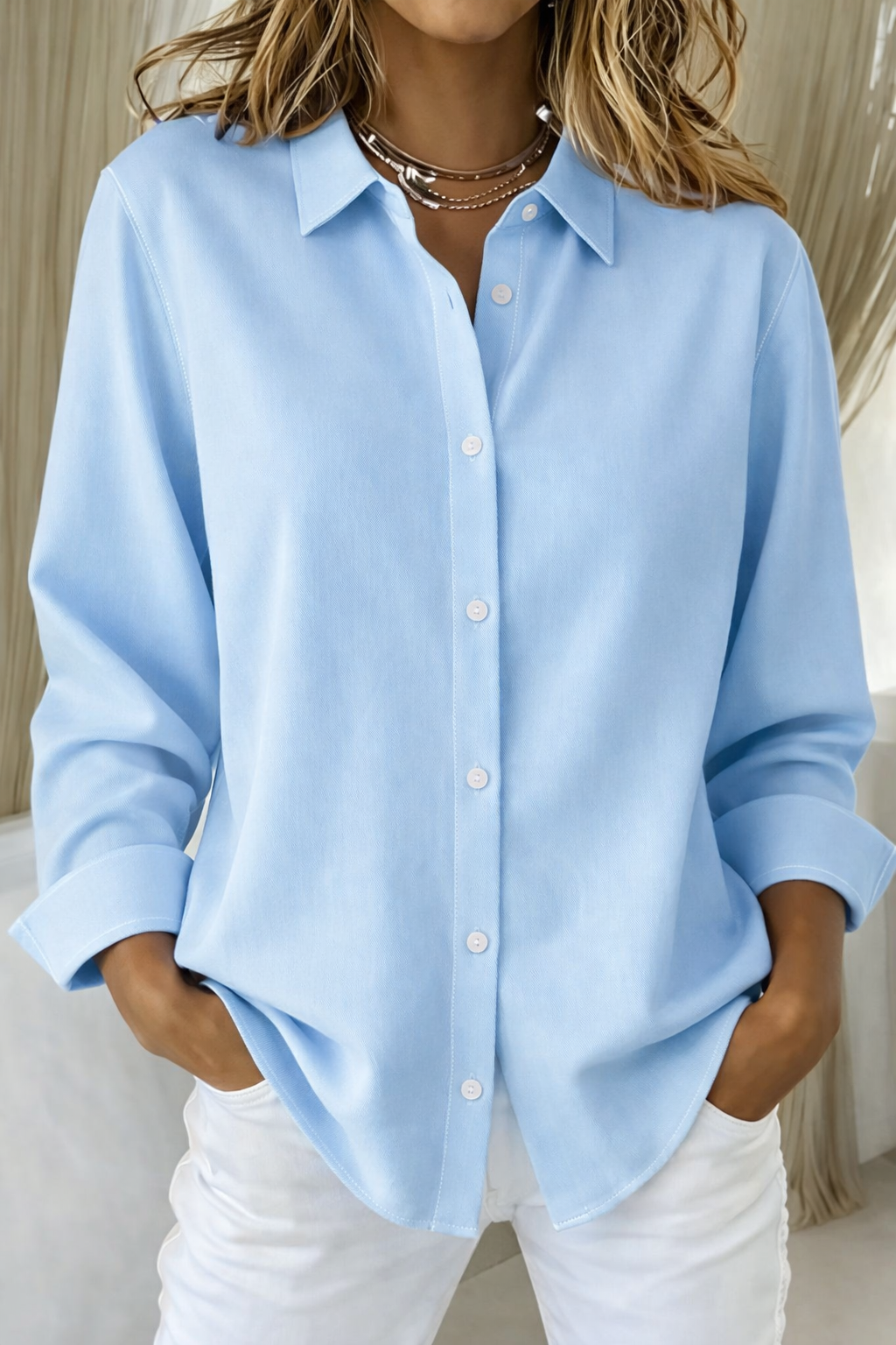 Eliana | Women's Minimalist Statement Blouse - White