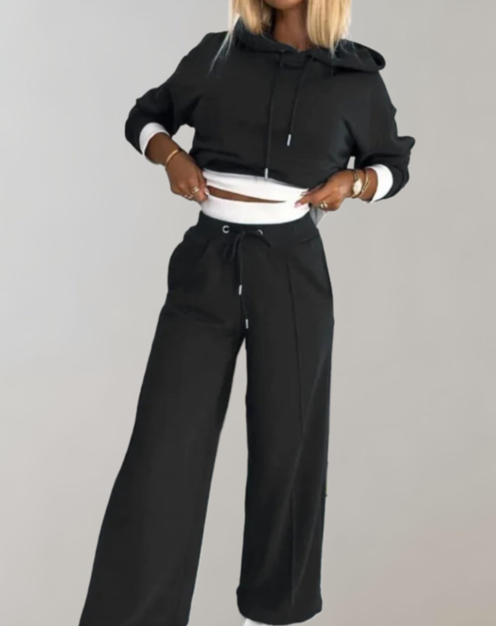 Carmen | Hoodie and Jogging Suit Set - Grey Cotton