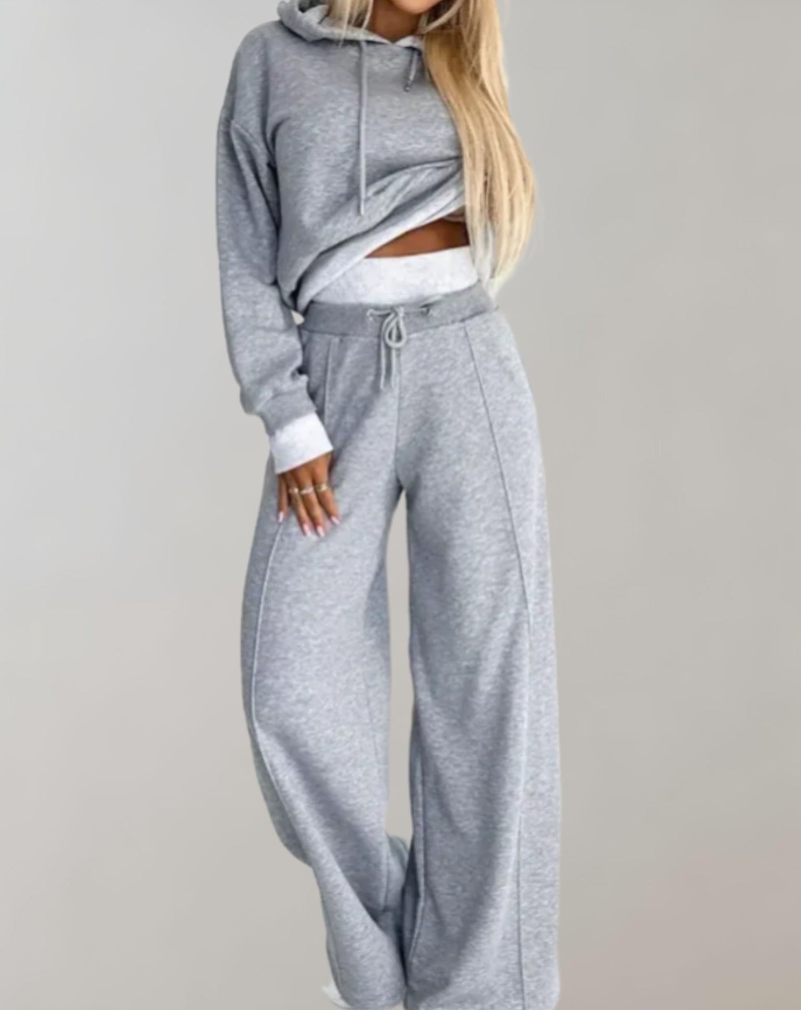 Carmen | Hoodie and Jogging Suit Set - Grey Cotton