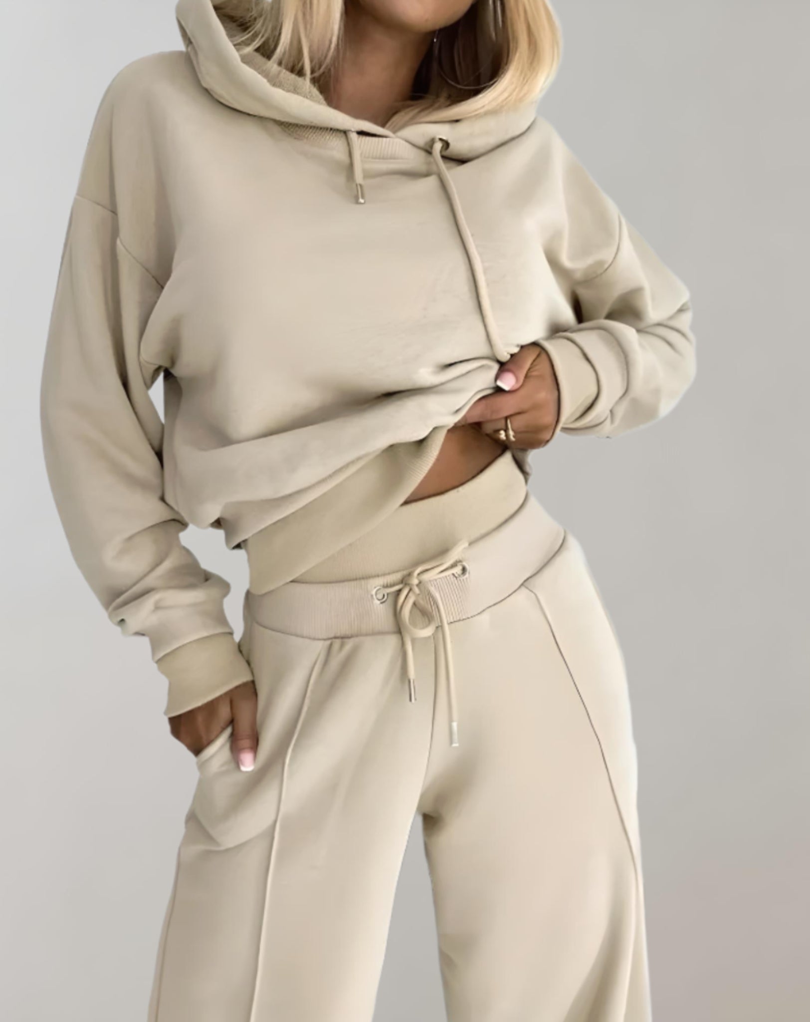 Carmen | Hoodie and Jogging Suit Set - Grey Cotton