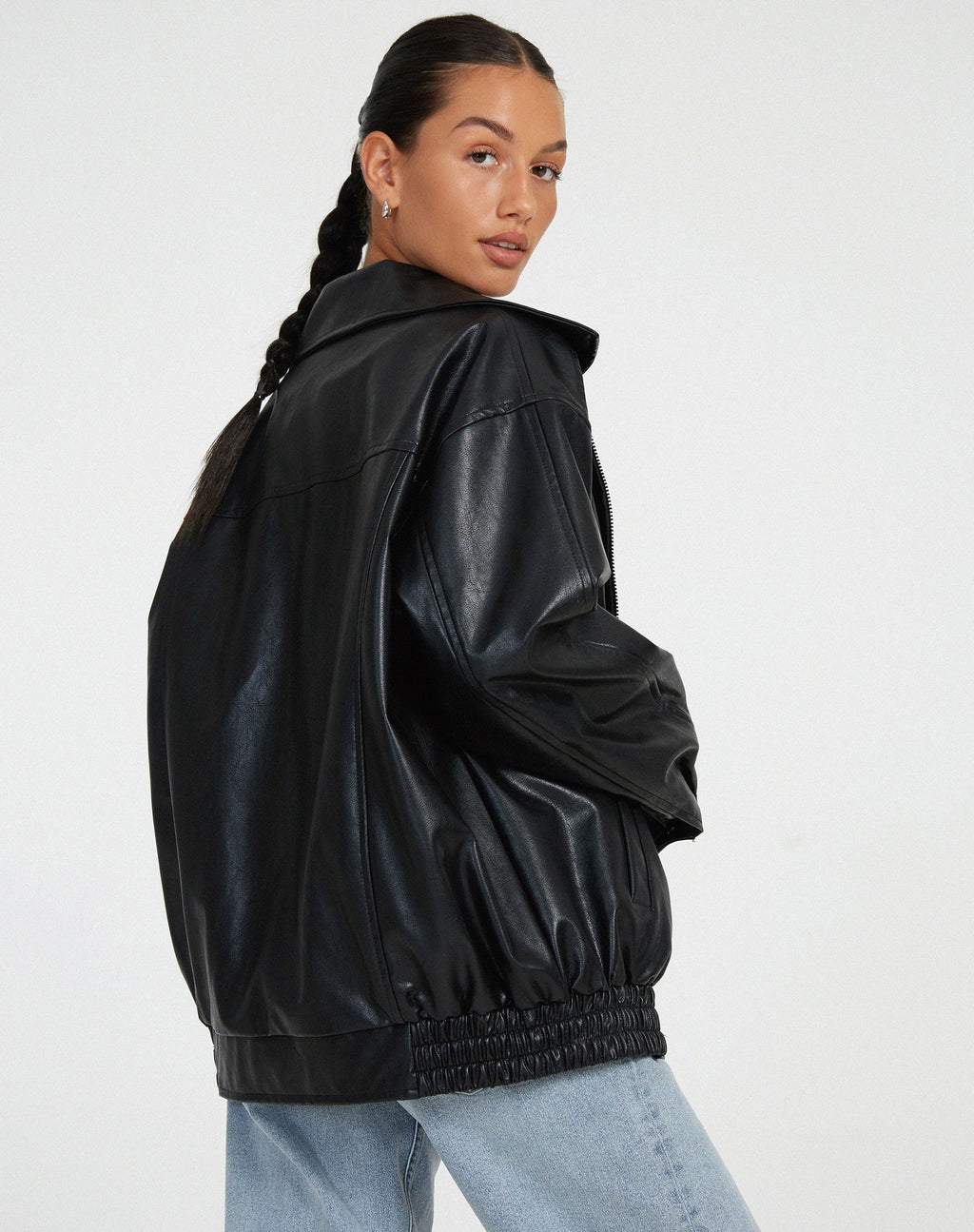 Sophia | Oversized Jacket - Black Faux Leather