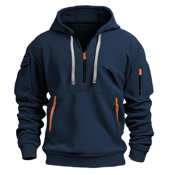 Hugo | Men's Casual Hoodie with Zipper Pockets - Grey