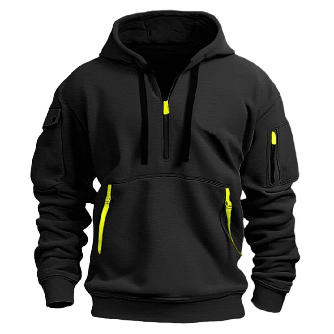 Hugo | Men's Casual Hoodie with Zipper Pockets - Grey
