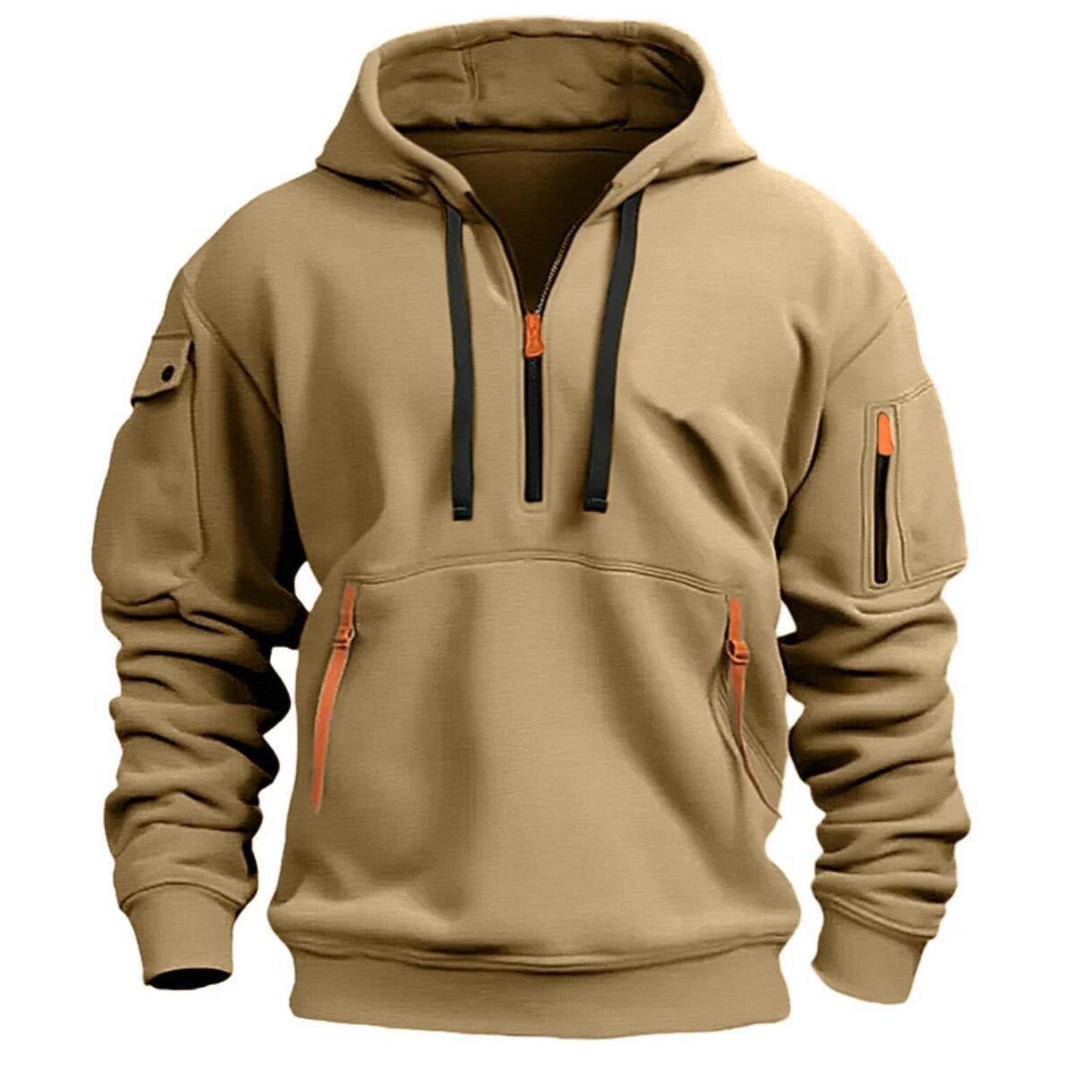 Hugo | Men's Casual Hoodie with Zipper Pockets - Grey