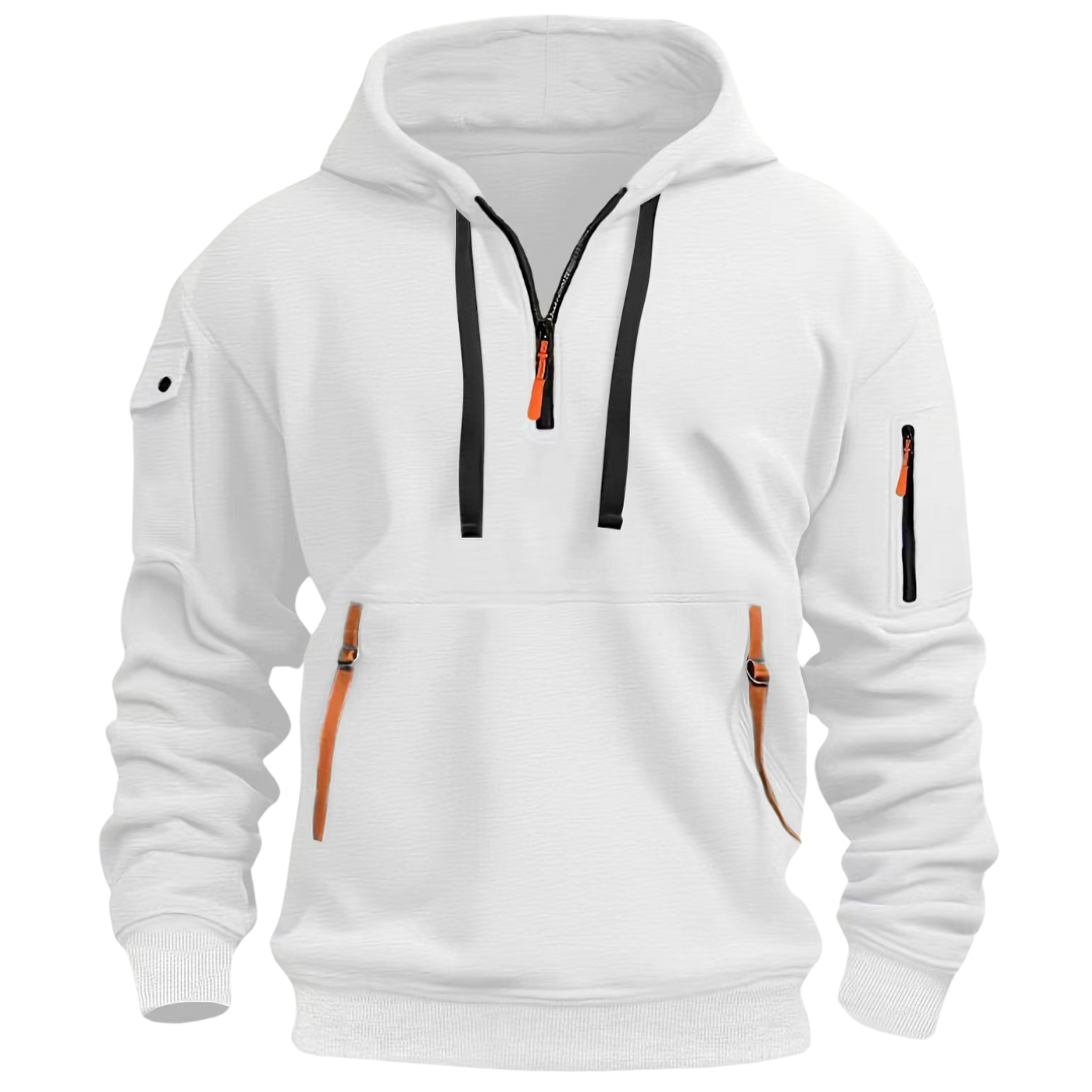 Hugo | Men's Casual Hoodie with Zipper Pockets - Grey
