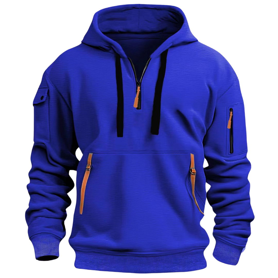 Hugo | Men's Casual Hoodie with Zipper Pockets - Grey