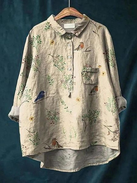 Bella | Floral Button Front Pocket Blouse - Multicolor