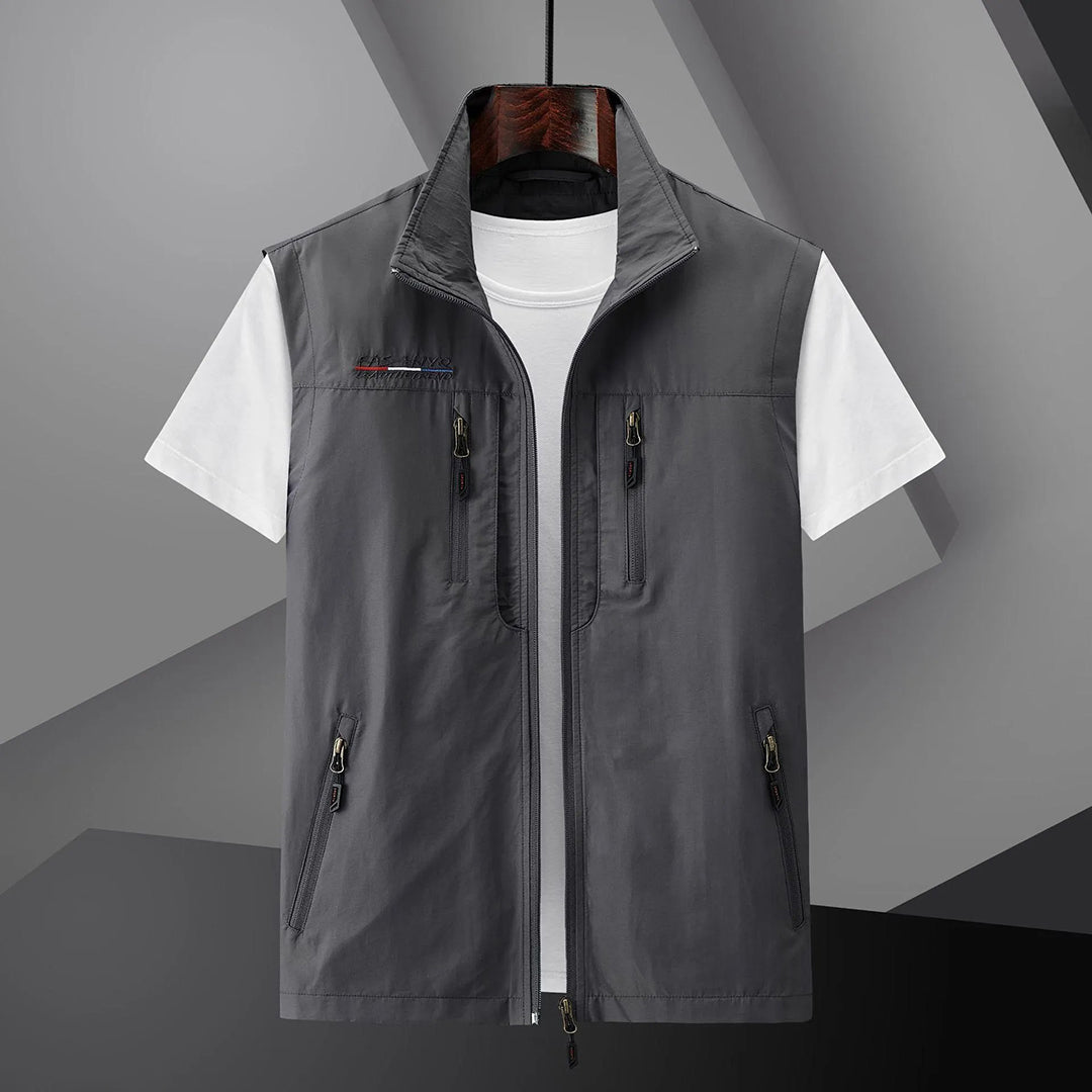Herbert | Casual Sleeveless Vest with Front Zipper - Grey