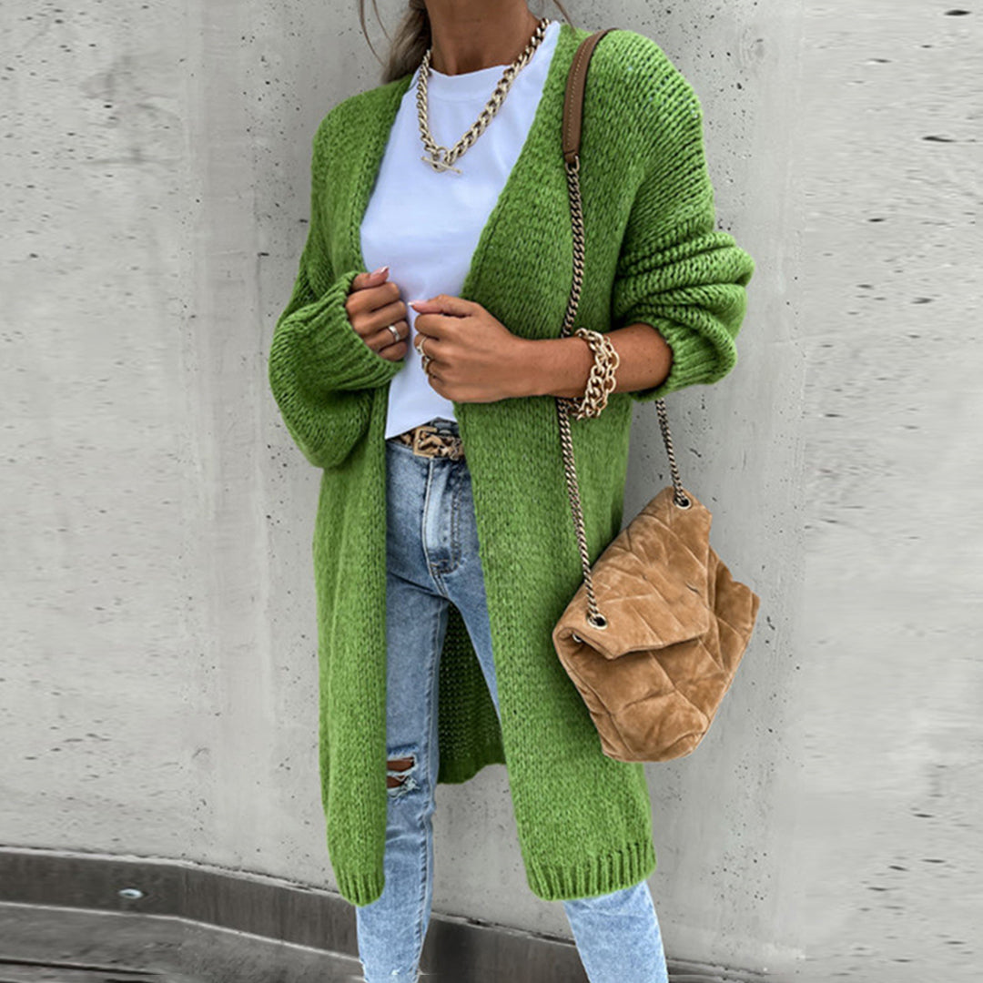 Lauren | Open Front Cardigan - Relaxed Fit Knit in Soft Grey