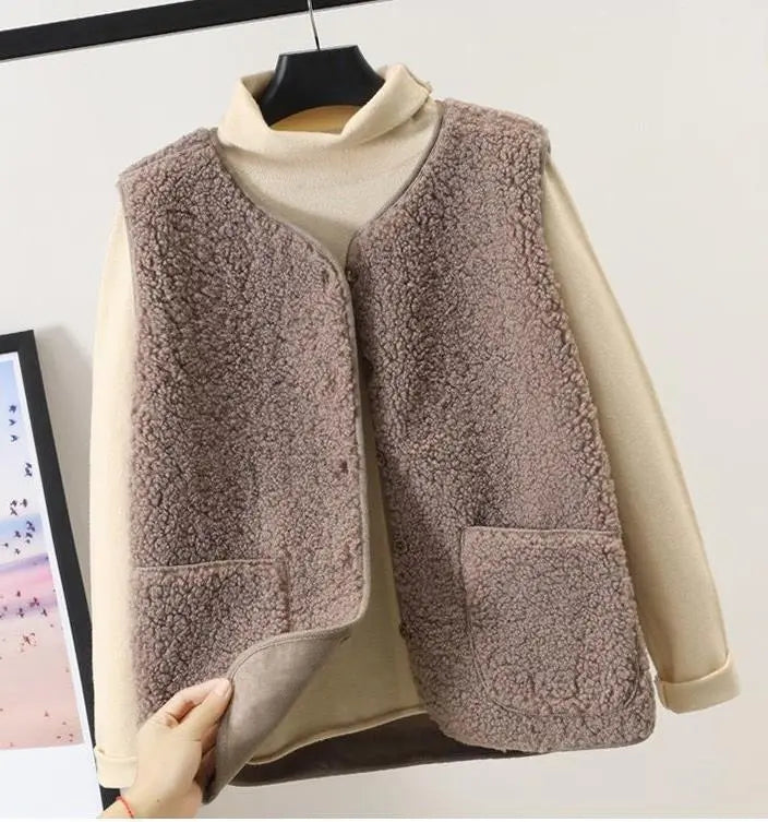 Sarah | Sleeveless Outerwear Vest - Relaxed Fit Cotton Blend