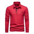 Aaron | Classic Button Neck Polo Shirt - Navy Cotton