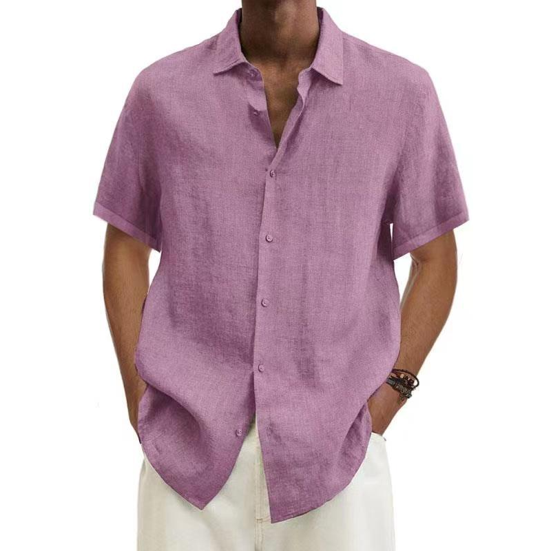 Hermod | Casual Short Sleeve Shirt - Blue Cotton