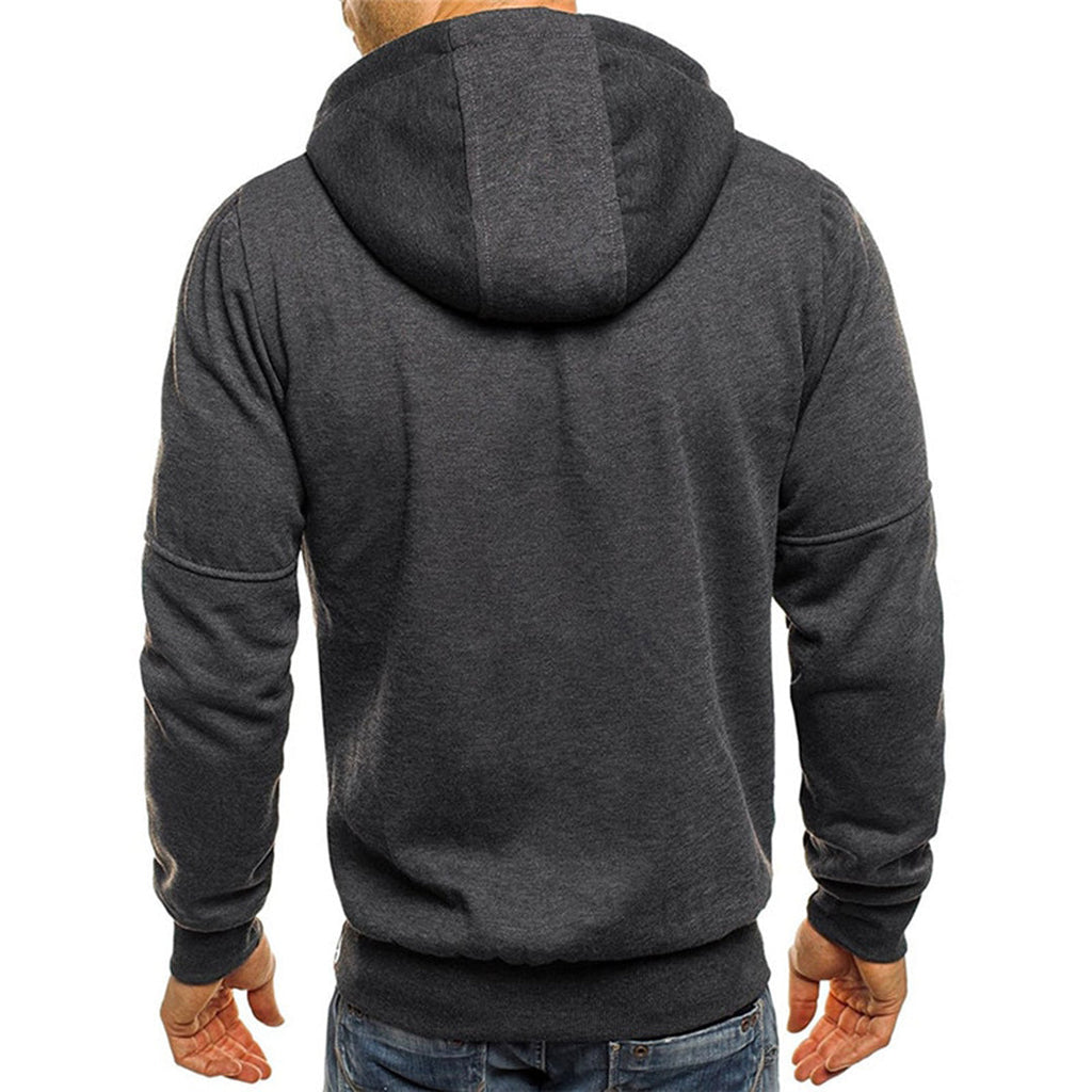 Karl | Casual Men's Zip Hoodie - Grey Cotton
