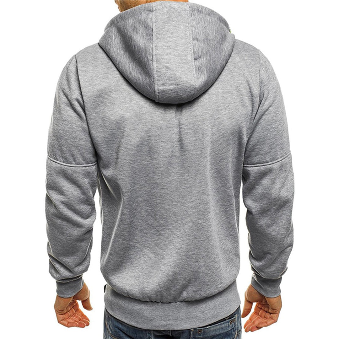Karl | Casual Men's Zip Hoodie - Grey Cotton