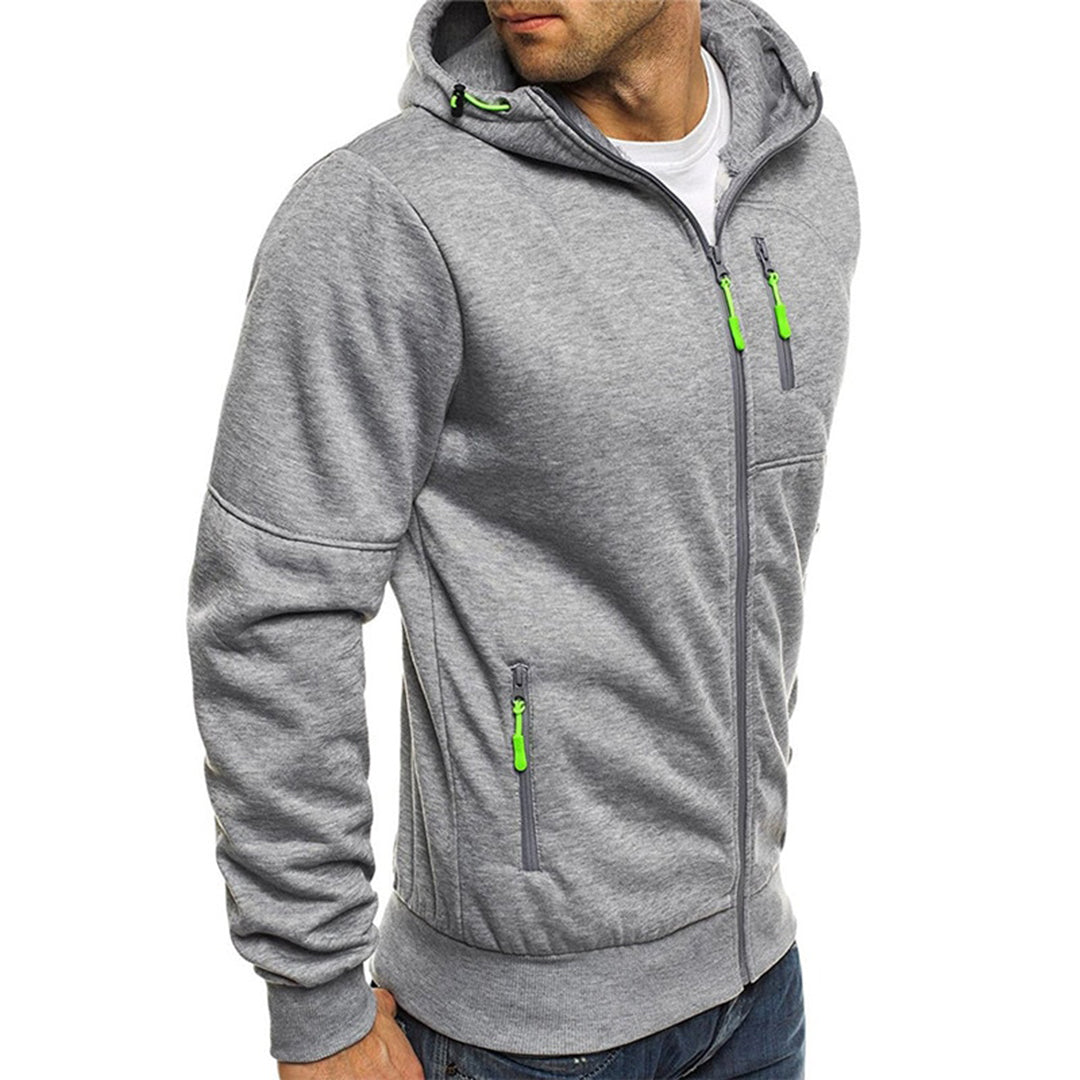 Karl | Casual Men's Zip Hoodie - Grey Cotton
