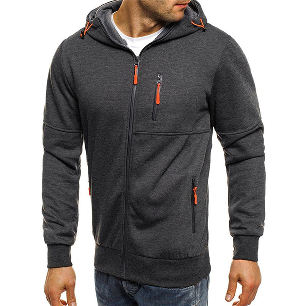Karl | Casual Men's Zip Hoodie - Grey Cotton