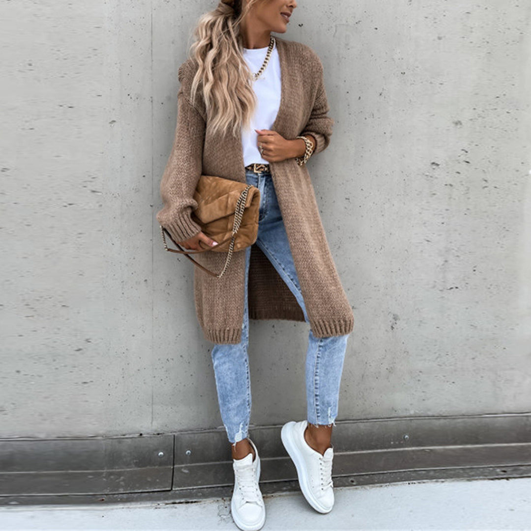 Lauren | Open Front Cardigan - Relaxed Fit Knit in Soft Grey