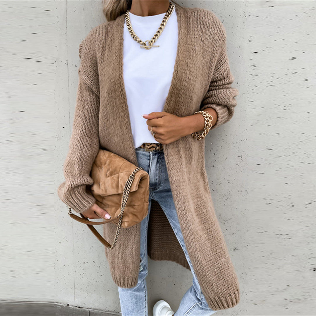 Lauren | Open Front Cardigan - Relaxed Fit Knit in Soft Grey