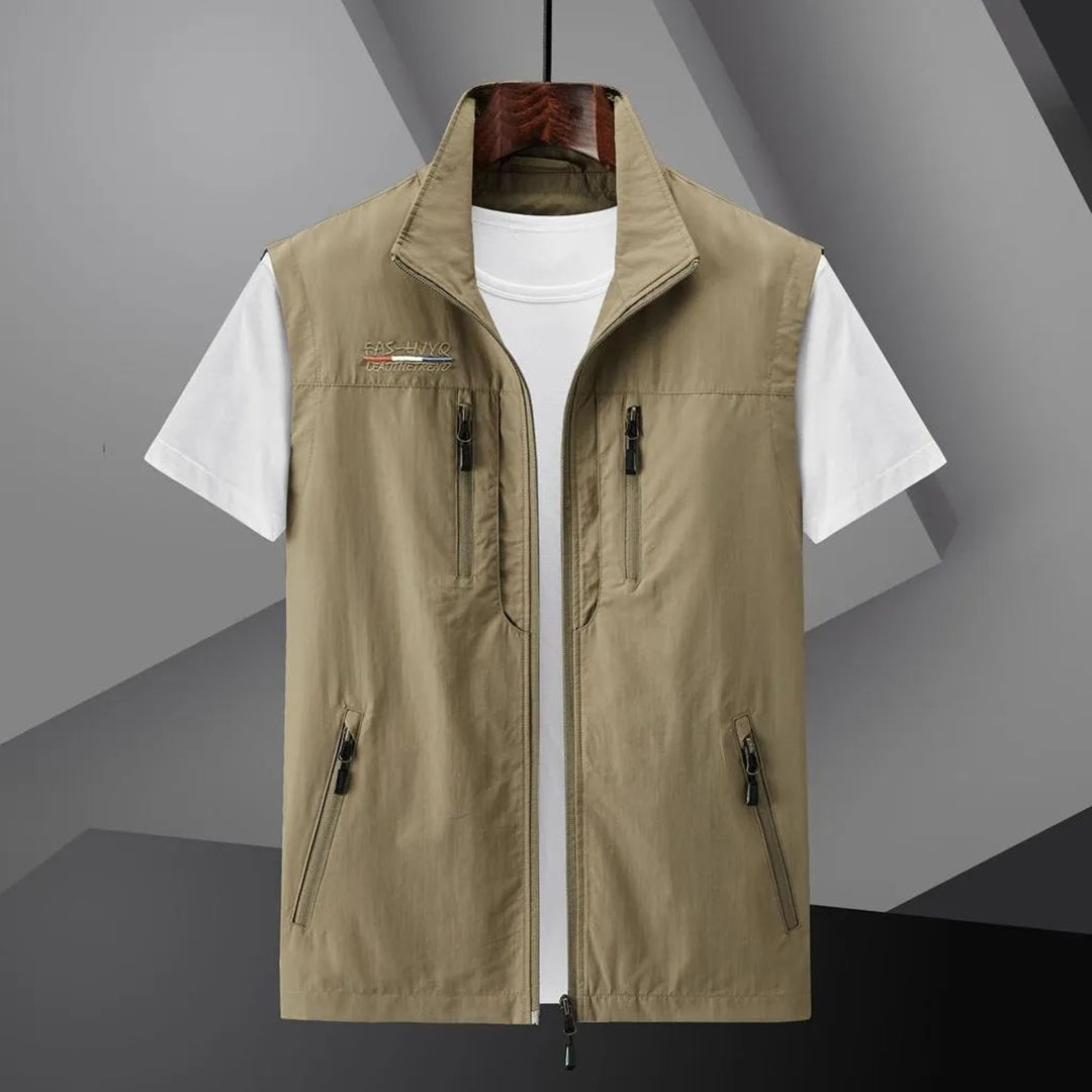 Herbert | Casual Sleeveless Vest with Front Zipper - Grey