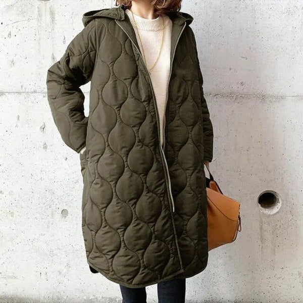 Gabriela | Women's Autumn Padded Coat with Hood - Dark Green