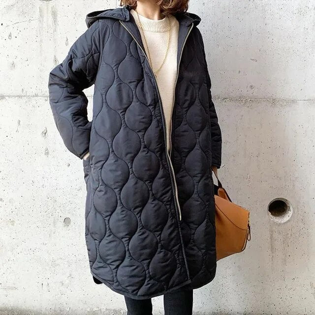 Gabriela | Women's Autumn Padded Coat with Hood - Dark Green