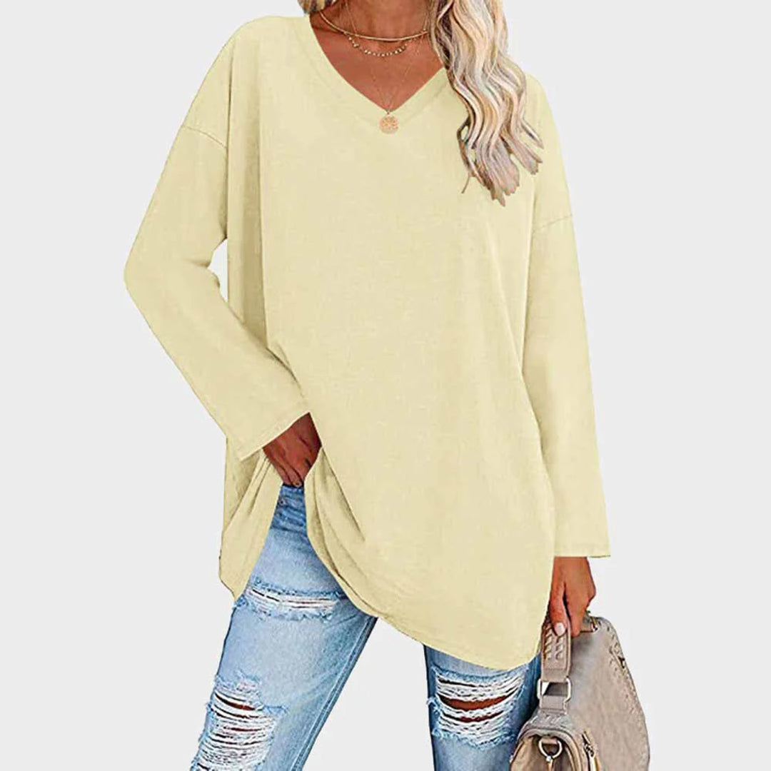 Elke | Loose Top V-Neck - White