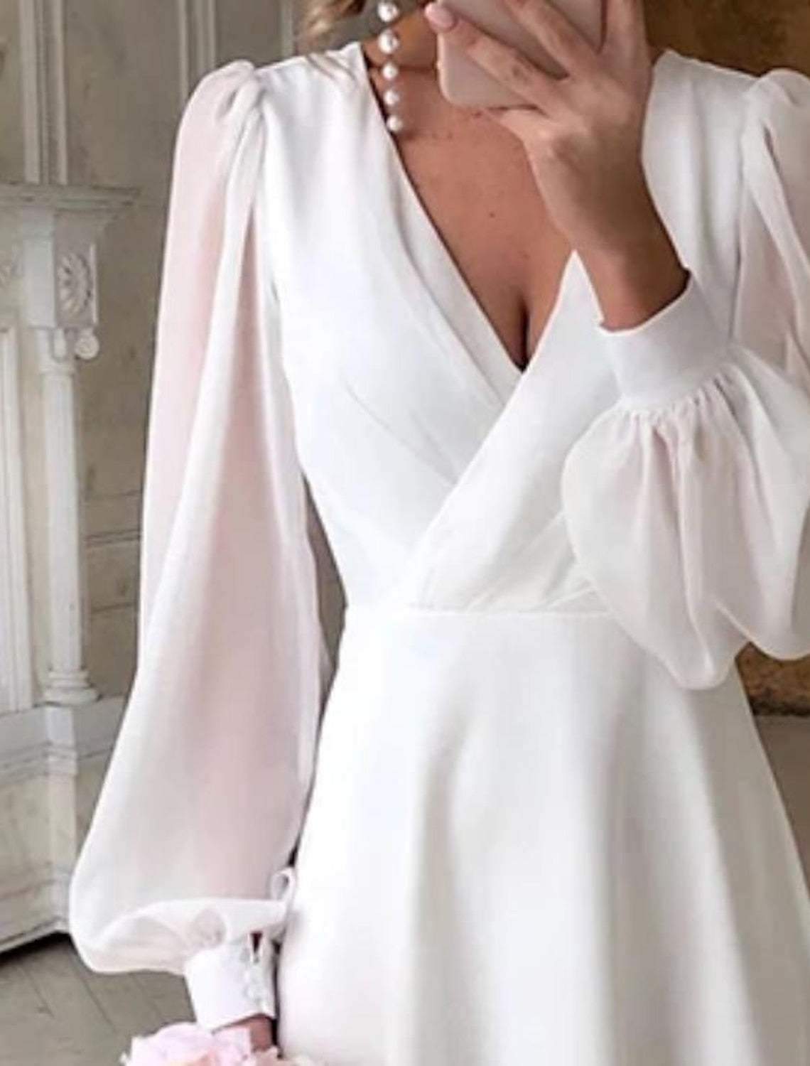 Birgit | Classic Long Sleeve Flowing Wedding Dress - White