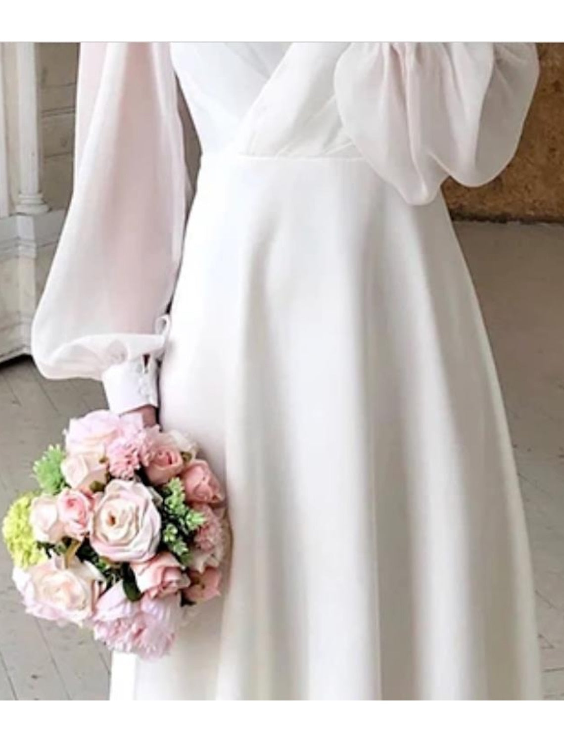 Birgit | Classic Long Sleeve Flowing Wedding Dress - White