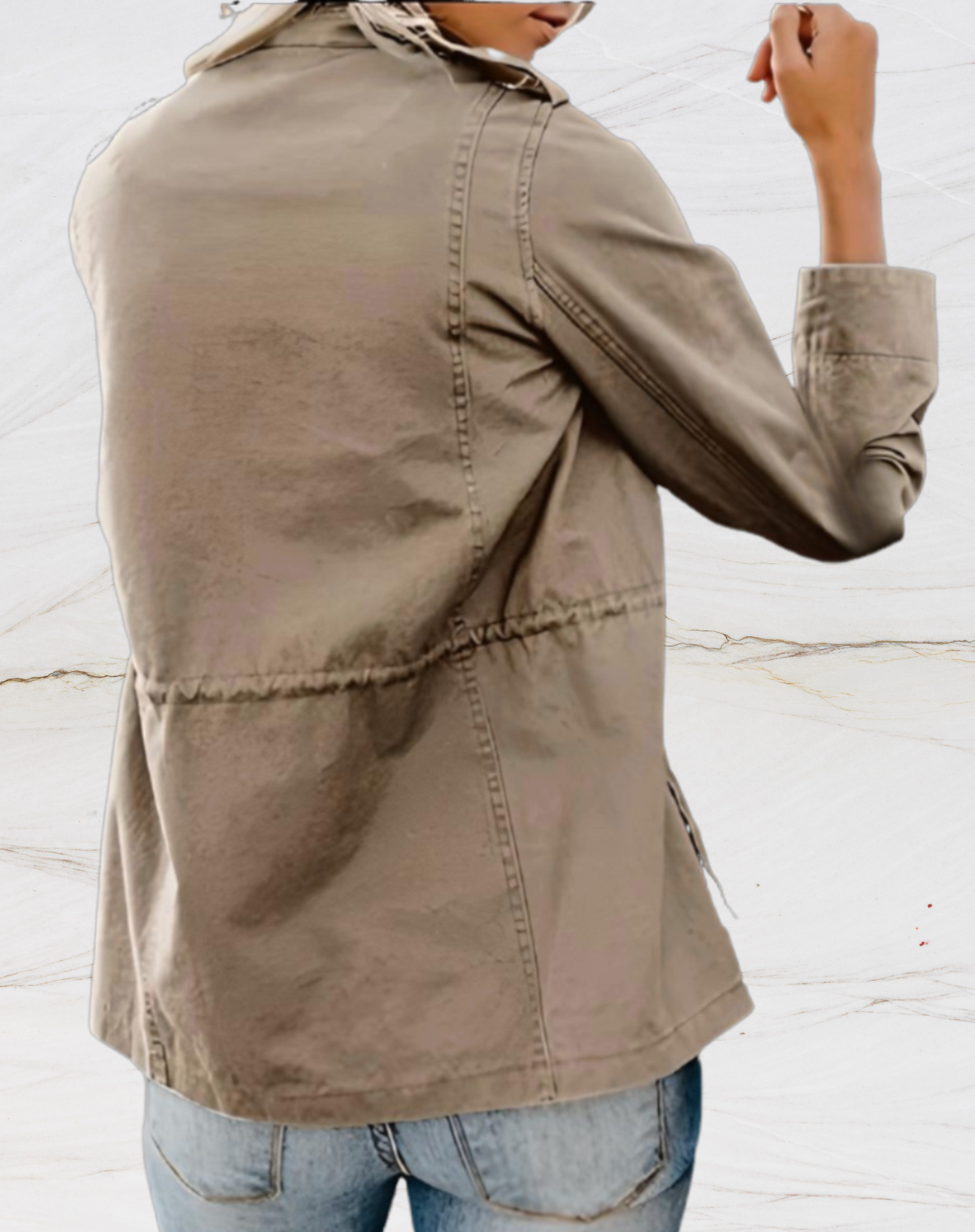 Thilde | Casual Utility Jacket - Olive Green Cotton